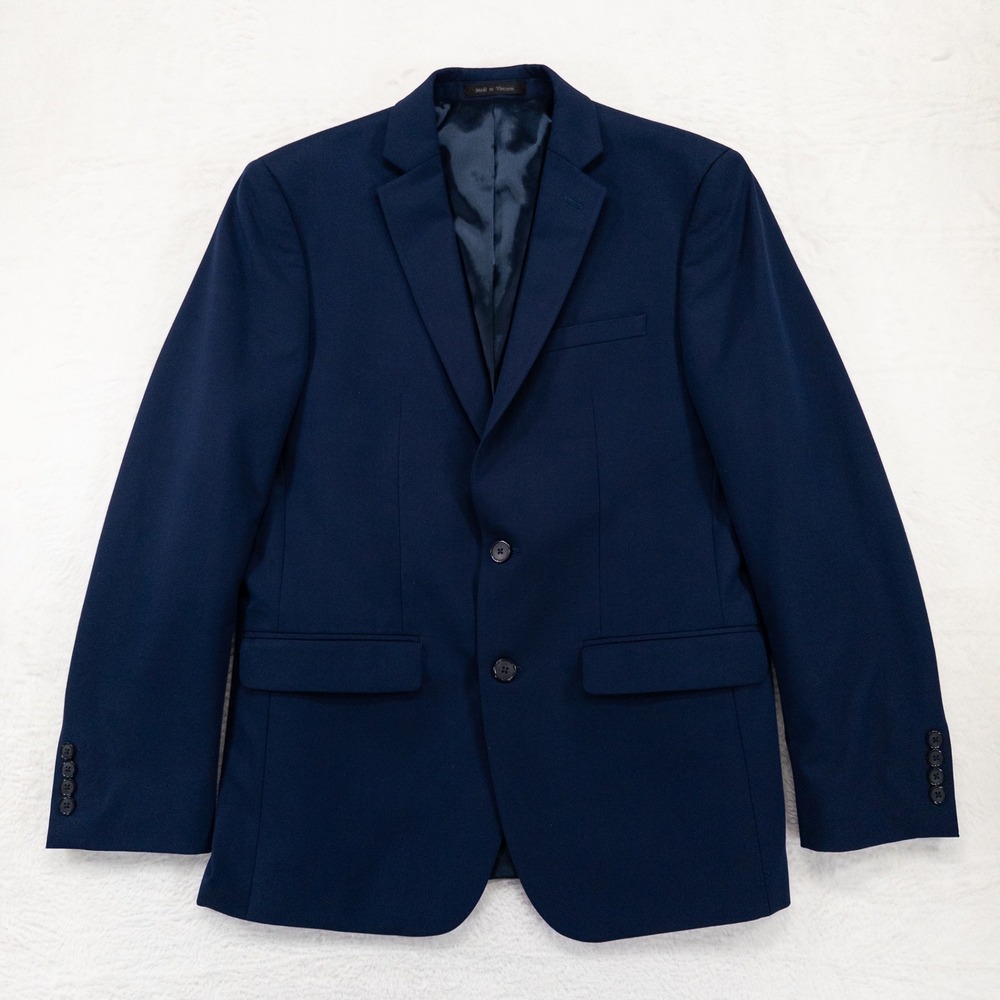 Van Heusen Mens Blazer 40R Navy Blue Slim Fit Flex Stretch Suit Jacket
